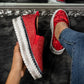 Chaussures Slip-on Femme Plateforme à Strass Rouge / 35