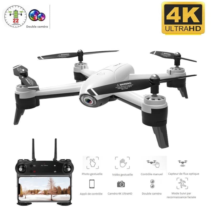 Drone Avec Double Caméra 4k Ultrahd Grand Angle Wifi Fpv