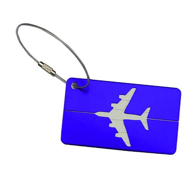 étiquette De Bagage Avion En Aluminium Bleu | Lilikdo